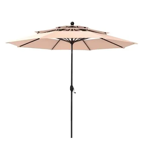 Produktbild: PHIVILLA Sonnenschirm 3m Sonnenschirm groß Rund (Beige)