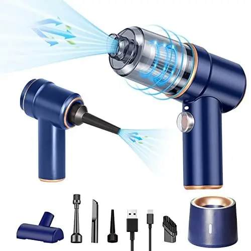Produktbild: Phlbao Handstaubsauger Akku Auto 3 in 1,akku staubsauger 6000Pa Akkustaubsauger mit Typ-C 4000mAh Batterien tragbarer Mini Staubsauger für Auto, Haus, Haustierhaare (Blau)