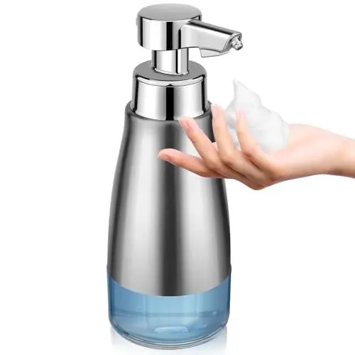 Produktbild: Phneems Seifenspender Automatisch Elektrische Seifenspender Sensor Mit Sensor Edelstahl Seifenspender Automatischer Schaum Soap Dispenser Automatic No Touch Schaumspender FüR Bad,KüChe Silber Metall
