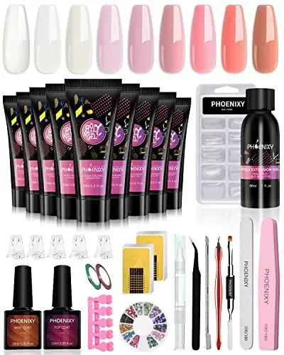 Produktbild: Phoenixy Poly Nagelgel Kit, 9 Farben Poly Nail Extension Set Nagel Verlängerung Poly Nagel Gel Starter Kit Mit Manicure Tools Poly Nagel Geschenk Set für Frauen