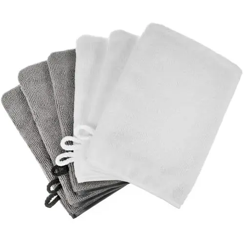 Produktbild: PHOGARY 6 Stück Mikrofaser-Waschhandschuhe, 21x15 cm Waschlappen Weiches Gesichtshandschuh, Badespa-Tuch, Wiederverwendbare Make-up-Entferner-Handschuhe