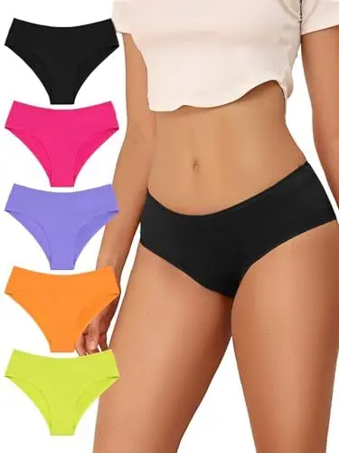 Produktbild: PHOLEEY 5er Pack Slips Unterhosen Damen Baumwolle unterwäsche Atmungsaktiv Weich Bequeme Stretch Damen Slip Frauen Mehrpack Panties, M