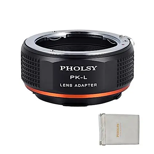 Produktbild: PHOLSY Konverter PK auf L Mount Objektivadapter Kompatibel mit Pentax K PK Objektiv und L Mount Kameragehäuse Konverter Kompatibel mit Leica SL2, SL2-S, CL, TL2, Lumix S5, S1, BS1H, Sigma FP, FP L