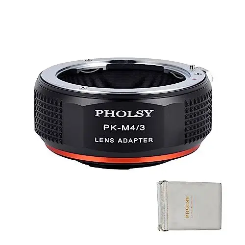 Produktbild: PHOLSY Objektivadapter Konverter PK auf MFT Kompatibel mit Pentax K PK Objektiv auf M4/3 Micro 4/3 Micro Four Thirds MFT Kameragehäuse Kompatibel mit Olympus Panasonic Lumix Kameras PK-M4/3