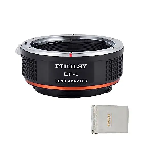 Produktbild: PHOLSY Objektivadapter EOS-L Manueller Fokus Kompatibel mit Canon EOS EF EF-S Objektiv und Leica L Mount Kameragehäuse, EF auf L Mount