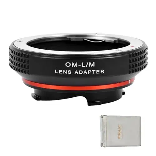 Produktbild: PHOLSY Objektivadapter mit 6-Bit Coding Kompatibel mit Olympus Zuiko OM Objektivs und Leica M Mount Kameragehäuse OM auf Leica M