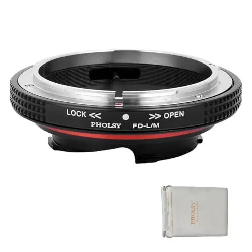Produktbild: PHOLSY Objektivadapter mit Blendenhebel Kompatibel mit Canon FD FL Objektivs und Leica M Mount Kameragehäuse mit 6-Bit Coding FD auf Leica M