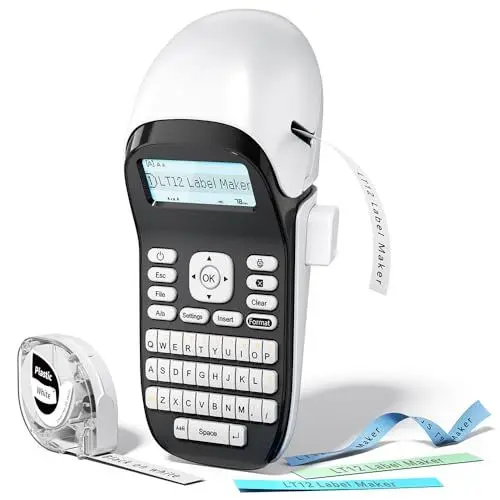 Produktbild: Phomemo Etikettendrucker LT12, Tragbares Bluetooth Handgerät Beschriftungsgerät Selbstklebend mit QWERTZ Tastatur & Einfache Textbearbeitung Ideal fürs Büro oder zu Hause, Weiß