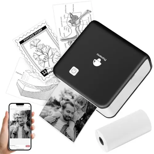 Produktbild: Phomemo M02 Pro Etikettendrucker, 304 DPI Mini Drucker für Smartphone Thermodrucker Kompatibel mit 15,25,53mm Papier, für iOS und Android, ideal für Studium, Scrapbooking, Bilder, Geschenke-Schwarz