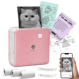 Produktbild: Phomemo M02 Pro Mini Drucker für Smartphone,Tragbarer Thermodrucker Bluetooth Etikettendrucker 300 DPI Taschendrucker mit 3 Papierrollen, Geeignet für Geschenk,Aufkleber,Studiennotizen,Etiketten-Rosa