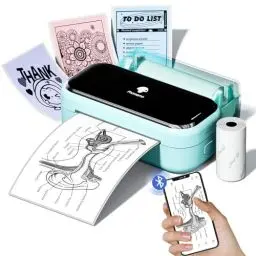 Produktbild: Phomemo M03 Handy Fotodrucker - Tragbarer Bluetooth Drucker, Druckgröße 2 und 3 Zoll, Kompatibel mit iOS und Android, Schwarzweißdruck für Fotodruck, Journal, Listen, Kunsterstellung, Geschenk - Grün