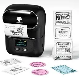 Produktbild: Phomemo M110 Etikettendrucker, Bluetooth Beschriftungsgerät Selbstklebend Edikettengerät Tragbarer Etiketten Drucker Gerät Barcode Sticker Aufkleber Drucker Maschine, mit 1 Rolle 40x30mm Etikett