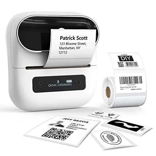 Produktbild: Phomemo M220 Etikettendrucker Bluetooth, Tragbarer Etikettiergerät Bluetooth Thermo Label Printer für Barcode,Einzelhandel,kleine Unternehmen,mit Telefonen & PC-System Weiß