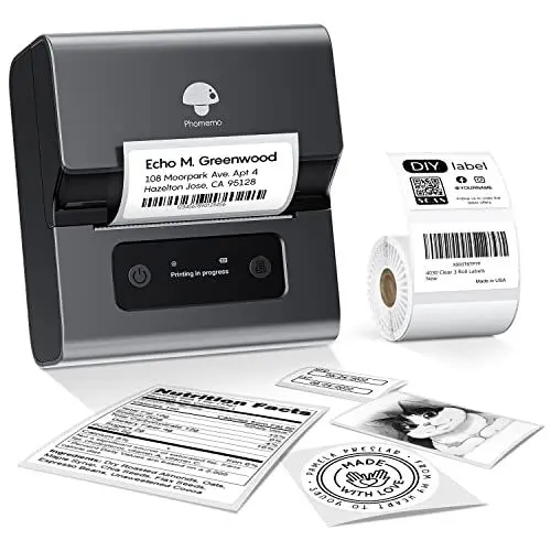 Produktbild: Phomemo M221 Etikettendrucker, 3 Zoll Bluetooth Beschriftungsgerät Selbstklebend Upgrade Label Printer Labeldrucker für Barcode, Zuhause, Büro, Kleine Unternehmen, für Android & iOS - Schwarz