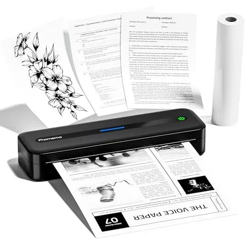 Produktbild: Phomemo M832 Mobiler Drucker A4 für Unterwegs, Tragbarer Drucker Thermodrucker A4 Kompatibel mit Windows/macOS/iOS/Android, 300dpi Monochromer Reisedrucker für Hause, Foto, Lernen, Schwarz