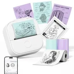 Produktbild: Phomemo Mini Drucker,T02 Handy Fotodrucker für Mobiler,Sticker Thermodrucker Klein 50-53mm Schwarzweißdruck für Telefon und Tablet,Coole Tiny Pocket Thermal Printer für Office Home Schule Zimmer