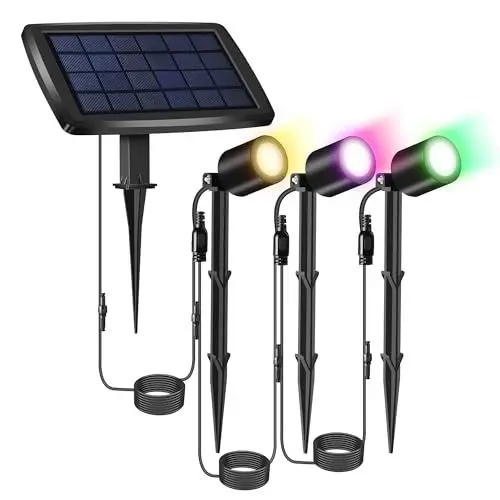 Produktbild: phonar Maulwurf vertreiber Maulwurfschreck Strahler Außen Solar Gartenleuchte Wühlmaus vertreiben LED Solarlampen RGB IP65 Wasserdicht Solar Gartenstrahler Niederspannungs Landschaftsbeleuchtung