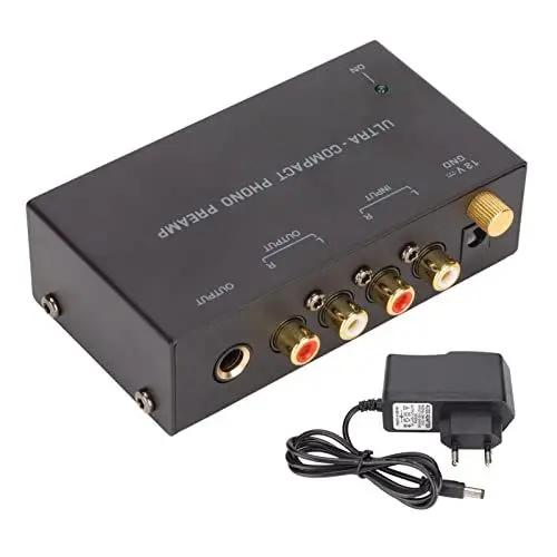 Produktbild: Phono Plattenspieler Vorverstärker, Elektronischer Audio Stereo Phonographen Vorverstärker mit Cinch Eingang, Cinch Ausgang und Geräuscharmem Betrieb, Tragbare Unabhängige