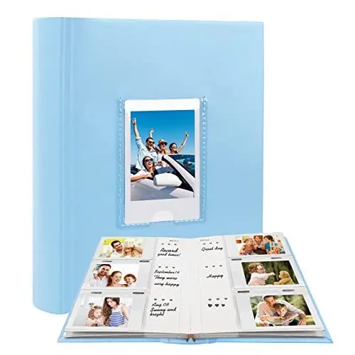 Produktbild: 180 Taschen 2x3 Fotoalbum mit Schreibfläche für Instax Mini 12 11 40 9 7+ Evo Liplay Kamera,Fotoalbus m für Fujifilm Instax Mini Kamera, Polaroid Fotobook mit Memo Bereichen (Blau)