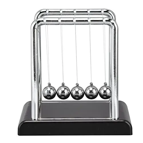 Produktbild: Physik Wissenschaft Bälle Spielzeug, Newton Cradle Pendel Metall 5 Bälle, Balance Pendel Ball Spielzeug Metall Balance Schwingender Magnetischer Ball Bürospiele Desktop Dekoration(schwarzer Boden)