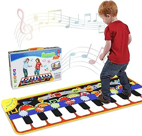 Produktbild: Piano Matte, Tanzmatten Klaviermatte Musikmatte Kinder, 5 Modi 8 Instrumente Sounds Spielzeug Musik Matte, Keyboard Matten Spielteppich Baby Tanzmatte fur Kinder 110x36cm