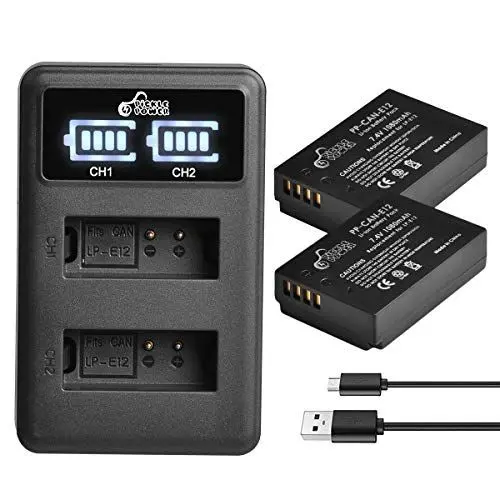 Produktbild: Pickle Power LP-E12 Akku und LED USB Ladegerät kompatibel mit Canon EOS M100, SX70 HS, Rebel SL1, EOS 100D, EOS M, EOS M2, EOS M10 EOS M50 Digitalkamera