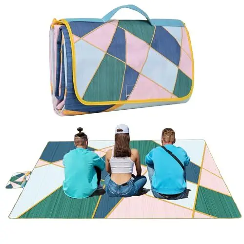 Produktbild: Picknickdecke, Faltbare wasserdichte Sandmatte, 150 x 200CM Extra große Picknickdecke, Outdoor Matte Stranddecke für Camping Wandern Reisen Familie Konzerte