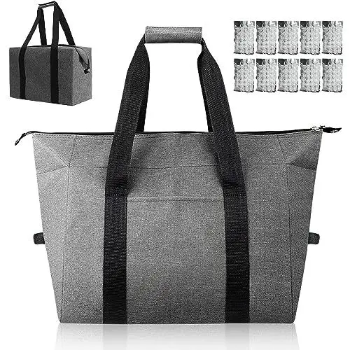 Produktbild: Picknicktasche Kühltasche Gross Einkaufstasche Faltbar, Thermotasche Kühltasche 20l Kühltasche Fahrrad Faltbare Tasche zum Einkaufen Isoliertasche Coolerbag Kühltaschen für Unterwegs Picknick Strand