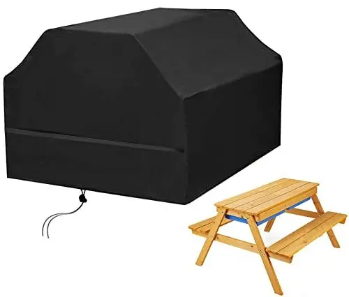 Produktbild: Picknicktisch Kinder Abdeckung Wasserdicht, Schutzhülle für Kindersitzgarnitur Outdoor, Schutzhaube Kindersitzgarnitur Garten Holz, 420D Oxford-Gewebe Winddicht Anti-UV, 100W x 90D X 60Hcm…