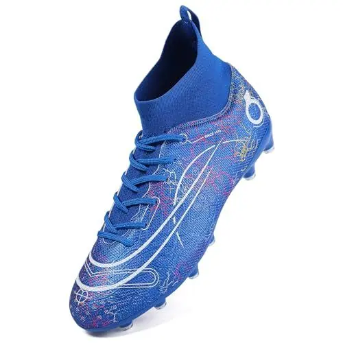 Produktbild: PiDaGlobal Fußballschuhe Herren High Top Spike Cleats Fussballschuhe Jugendliche Athletics Trainingsschuhe Professionelle Outdoor Sportschuhe Fußball Stiefel 35EU Blau