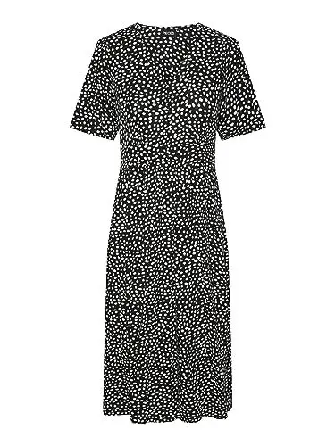 Produktbild: PIECES Damen Pctala Ss Midi Dress Noos Bc, Black/AOP:dot,M