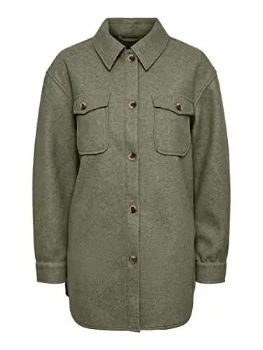 Produktbild: PIECES Damen pcjudy Shacket noos bc Jacke, Deep Lichen Green, S EU