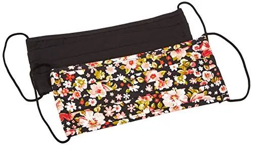 Produktbild: Pieces Damen Pccommunity Mask Adult 2-Pack Kacbc Mundschutz, Schwarz (Black/AOP Pink Flowers), Einheitsgröße