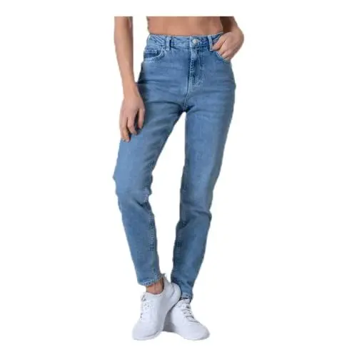 Produktbild: Pieces Damen Pcleah Mom Hw ANK Lb110-ba/NOOS Slim Jeans, Blau (Hellblau Denim), S