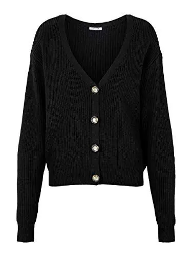 Produktbild: Pieces NOS Damen Pckarie Ls Knit CARDIGAN NOOS Strickjacke,, per pack Schwarz (Black Black), X-Small (Herstellergröße: XS)