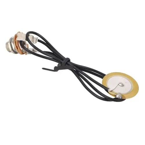 Produktbild: Piezo-Klinken-Tonabnehmer für Akustikgitarre, Piezo-Wandler für Gitarren-Tonabnehmer mit Vorverdrahtetem Verstärkeranschluss, Professionelles Instrumentenzubehör