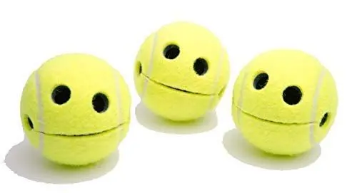 Produktbild: PIGALLUME Notizhalter 3er Set (Dreierpack) - Smile Happy Tennisball mit hochwertigem Saugnapf in 3 jeweils transparenten Geschenkboxen Dunlop Originalprofitennisball Tennis Geschenkidee