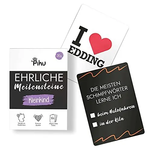 Produktbild: Pihu Ehrliche Meilensteinkarten (Premiumqualität) 30 wahre Milestones für Schwangerschaft und nach der Geburt - tolle Geschenkidee (Kleinkind)