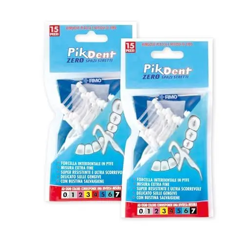 Produktbild: Pikdent-Zero Enge Räume – Interdentalgabeln mit PTFE-Band – so praktisch wie ein Zahnstocher, so effektiv wie Zahnseide – 30 Interdentalgabel