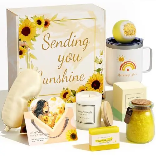 Produktbild: Pikile Geschenke für Frauen, Sonnenblumen-Geschenke für Sonnenschein, Wundervolle Weihnachtsgeschenke, Pflegesets für Frauen, Einzigartige Geschenksets für Mama, Freundin, Ehefrau, Oma