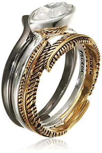 Produktbild: Pilgrim Jewelry Damen Stapelring Messing Kristall Stackable rings 0.4 cm weiß321427034