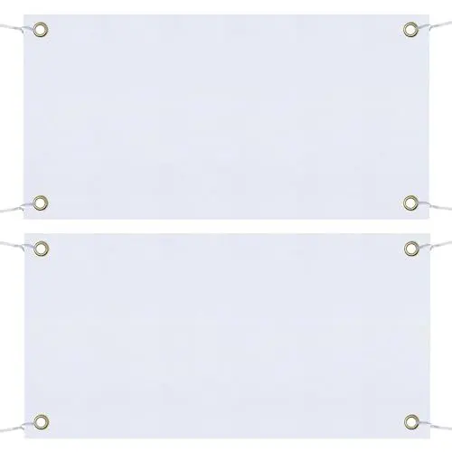 Produktbild: Pilikoll 2 Sets 120x60cm Blanko Banner Weiß mit 10m Hängendem Seil DIY weißes Banner zum Bemalen Polyester Blanko banner für DIY Painting Aktivitäten Schulveranstaltung