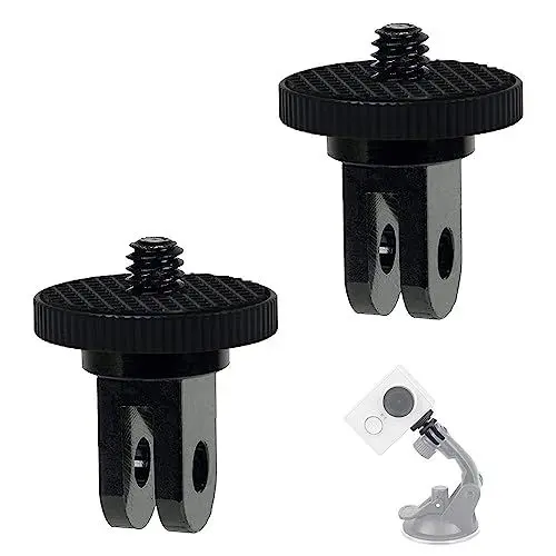 Produktbild: Pilikoll 2 Stück Metallhalterung Adapter für Kamerastativ Aluminium 1/4 Zoll Gewinde-Adapter für GoPro, Sony, SJCAM, SJ4000, Xiaomi, Xiaoyi und Andere Action-Kameras