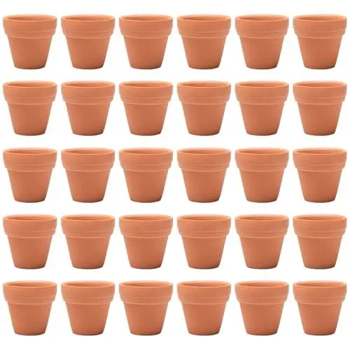 Produktbild: Pilikoll 30 Stück 3.5x3 cm Mini Blumentopf Terrakotta mit Abflussloch Kleine Terrakotta Töpfe Wiederwendbar terrakotta Blumentoepfe Terrakottas Sukkulenten Töpfe für Innen Außenbereiche Pflanzen