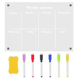 Produktbild: Pilikoll Acryl Magnet Trocken Erase Board mit 6 Stiften, Magnetic Dry Erase Magnetische Wochenkalender für Kühlschrank Wochenplanner aus Plexiglas Acrylic Magnettafel Kühlschrank für Zuhause, Büro