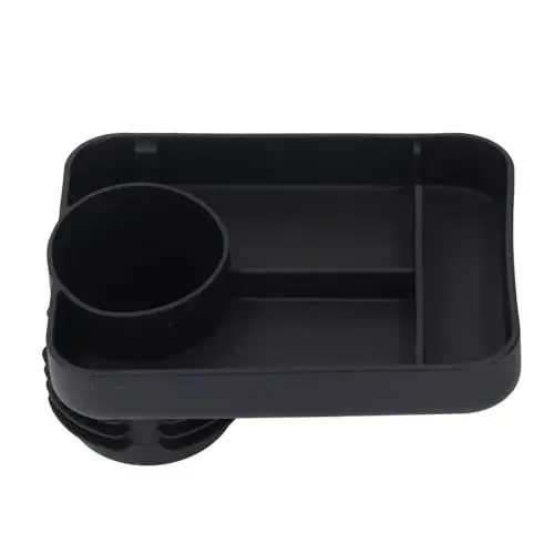 Produktbild: Pilipane Babyauto -Tablett Silikon Multifunktionaler Kinder Snackhalter Tasse für Kinderwagen und Auto sicheres stabiles Design Premium -Material 19.5x14 cm (Schwarz)