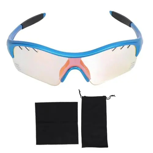 Produktbild: Pilipane Kinder-Sportbrille, leicht, adaptiver Rahmen, für Jungen und Mädchen, photochrome Brille zum Laufen, Bergsteigen, PC-Gummi (Blauer Rahmen+Farb rot ändern)