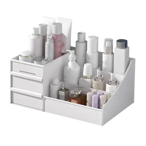 Produktbild: Pilipane Make -up -Kosmetik -Organizer mit Schubladen Kunststoff Desktop Make -up -Speicherbox Multi -Fächer Kosmetischer Speicherorganisator für den Schminktisch