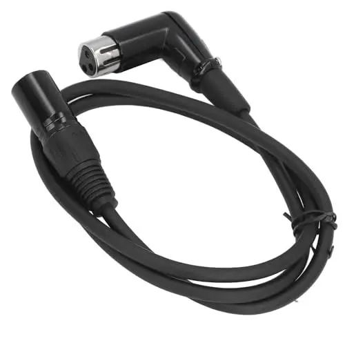 Produktbild: Pilipane XLR-Kabel, Stecker auf Buchse, 90-Grad-Winkeladapter, symmetrisches Mikrofonkabel mit Metallgehäuse und doppelter Abschirmung für Mischpult, aktive Lautsprecher, E-Gitarre, 1 Meter