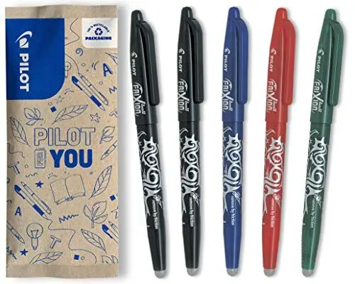 Produktbild: PILOT FriXion Ball 0.7 Set – 5 Stück: 2x Schwarz, 1x Blau/Rot/Grün – Radierbare Tintenroller 0,4mm Strichstärke, angenehme Schreibführung beim Schreiben, thermosensitive Tinte, austauschbare Mine